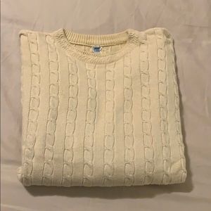 White cable knit sweater
